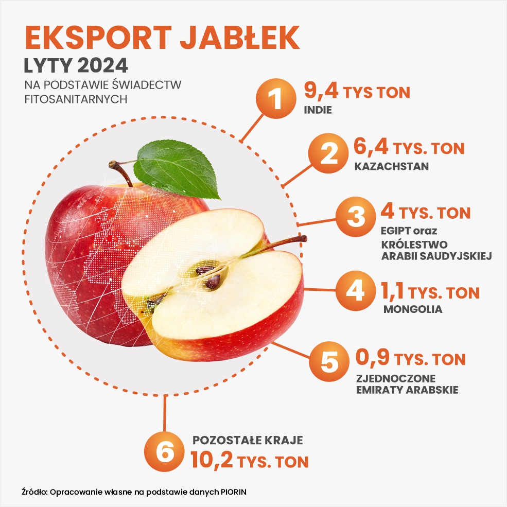 Eksport polskich jabłek - luty 2024