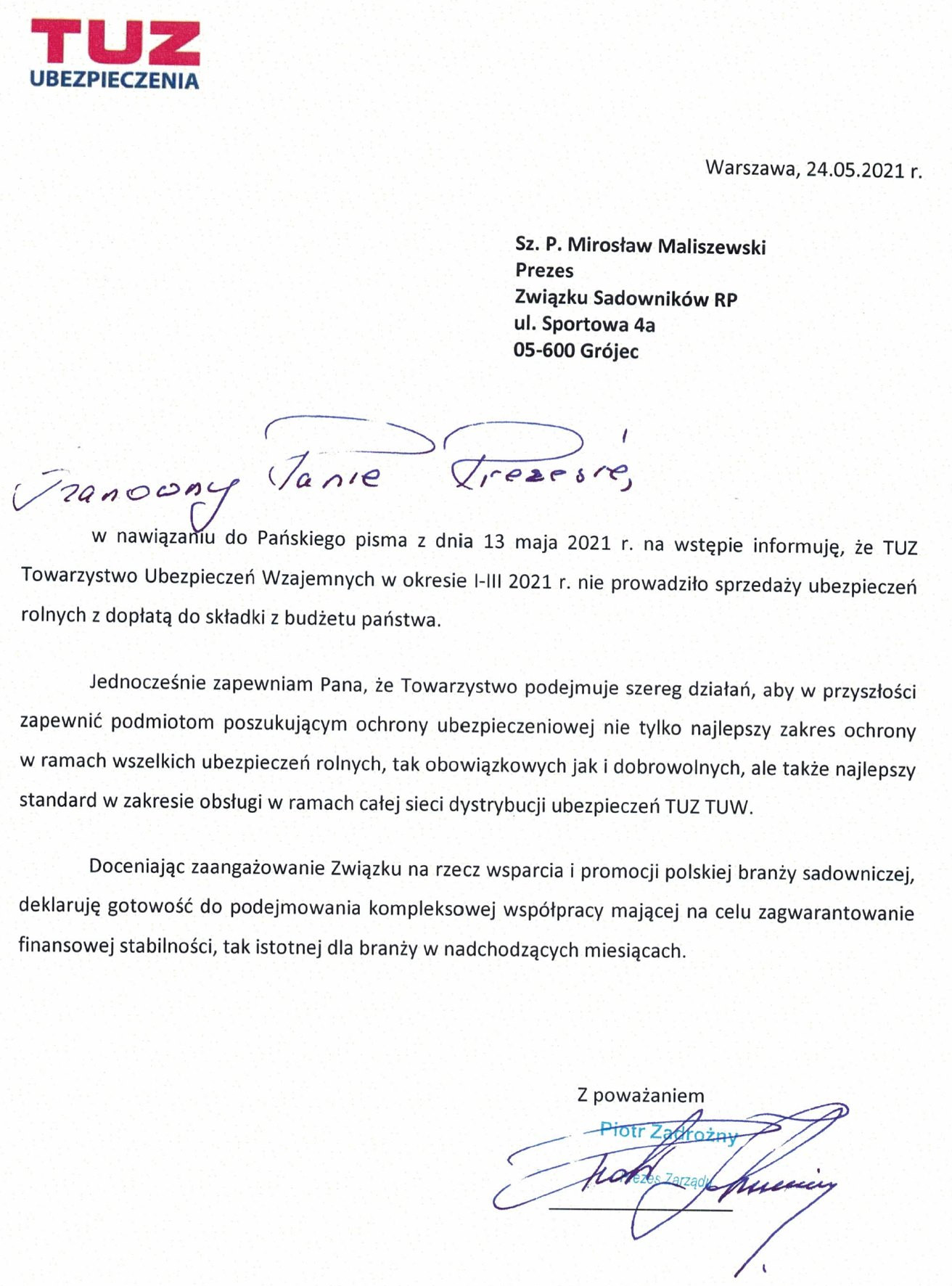 TUZ TUW ubezpieczenia upraw