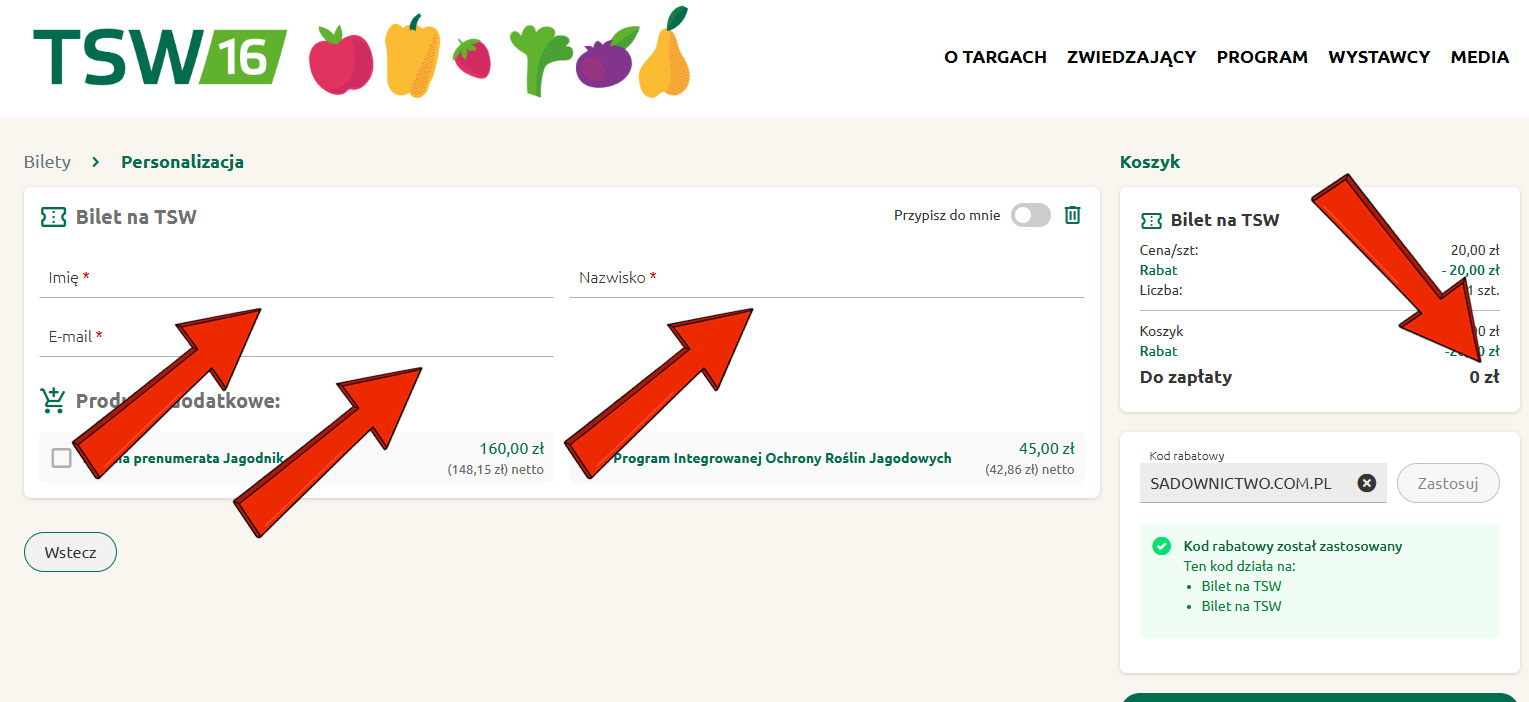 TSW 2026: BILET WSTĘPU sadownictwo.com.pl - 2