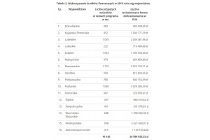  Wykorzystanie środków finansowych w 2019 roku wg województw