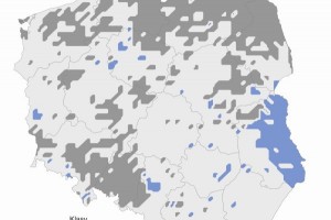  Grafika 12. Najbardziej prawdopodobna klasa liczby dni z opadem w sierpniu 2020 r. według modelu IMGW-PIB.