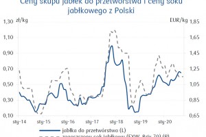  Ceny skupu jabłek do przetwórstwa i ceny soku jabłkowego z Polski