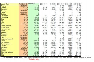  WAPA: Ilość poszczególnych odmian jabłek w chłodniach w krajach UE - listopad 2020 r.