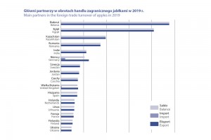  Główni partnerzy w obrotach handlu zagranicznego jabłkami w 2019