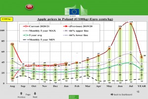  Wykres 1. Ceny jabłek w Polsce 2020/2021 roku