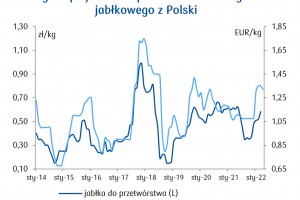  Ceny skupu jabłek do przetwórstwa i ceny soku jabłkowego z Polski