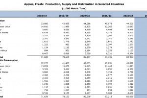  Produkcja, konsumpcja jabłek na świecie w 2023 roku 