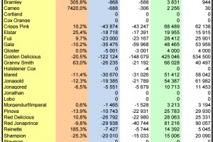  WAPA 5/2025: Zapasy jabłek w chłodniach UE - odmiany 