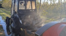 Spłoną ciągnik podczas ochrony sadu przed przymrozkami ! 