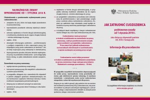  Ulotka dotycząca nowych zasad zatrudniania cudzoziemców od 01 stycznia 2018r.
