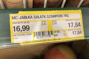 Jabłka sałatkowe - Szampion - 7kg - 16,99 PLN netto