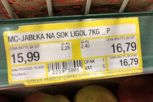 Jabłka na sok - Ligol - 7kg - 15,99 PLN netto