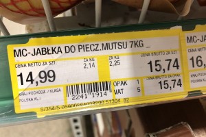  Jabłka do pieczenia - Mutsu - 7kg - 14,99 PLN netto