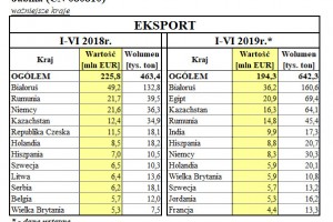  Eksport jabłek w okresie I-VI 2019r. 