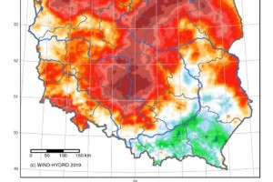  Wskaźnik (SPI3) obrazujący warunki zasilania opadem atmosferycznym tzw. standaryzowany wskaźnik opadu liczony na 3 miesiące wstecz. Mapa danych projektu S4D (Service 4 Drought) realizowanego ze środków Europejskiej Agencji Kosmicznej wskaźnik SPEI. Stan na pierwszą dekadę stycznia 2020