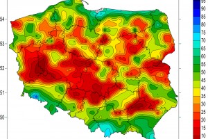  Wskaźnik wilgotności gleby 8 kwietnia, warstwa 0-7 centymetrów (stopsuszy.imgw.pl)